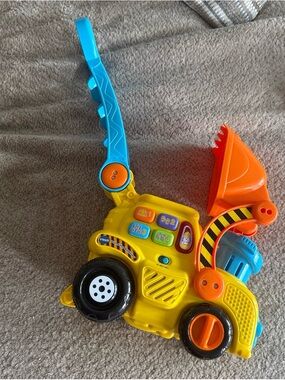 Bright Yellow & Blue Learning Excavator Toy with Orange Scoop
